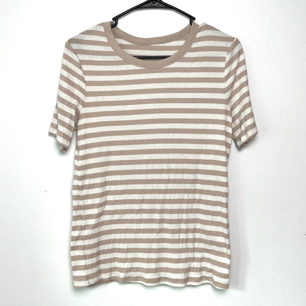A New Day Striped Pullover Short‎ Sleeves Shirt T-shirt Tee Top Large